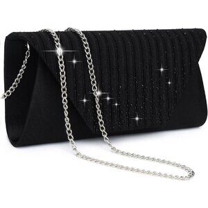 Women's Black Rhinestone Evening Clutch Bag for Wedding Party & Cocktail